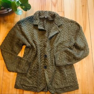 Cable Knit Olive Green Cardigan